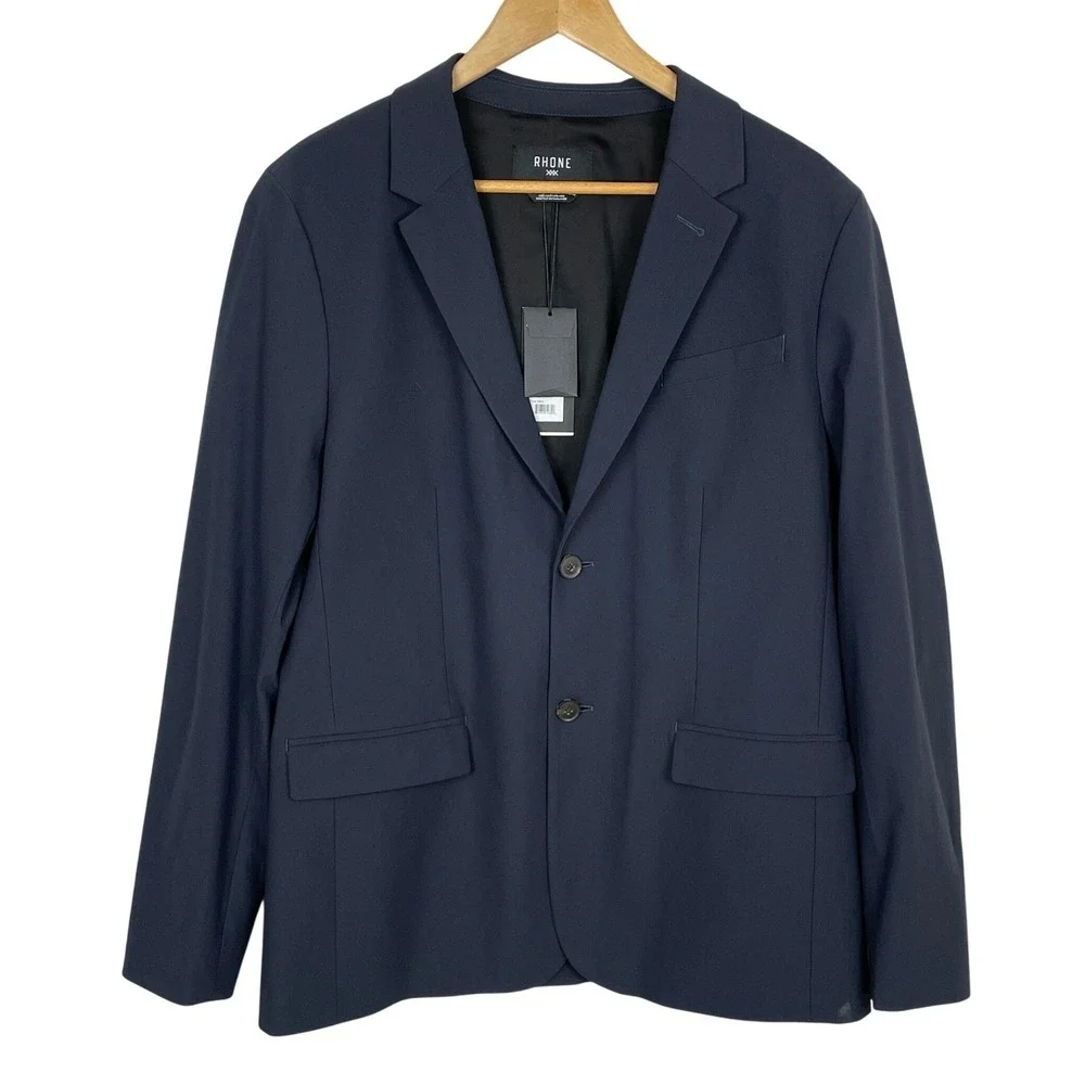 Rhône Navy Blue Commuter Blazer Slim Fit Mens L Stretch Minimalist Performance - Picture 1 of 14